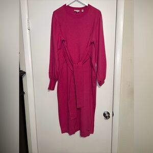 $285 Ted Baker Essya Slouchy Tie Front Midi Knit Dress Cashmere Wool Sz 6/12-14